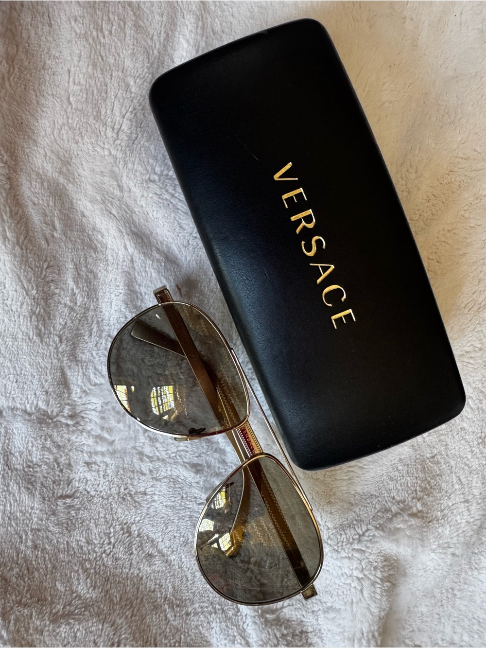 Vintage Versace Gold Aviator Sunglasses with Case